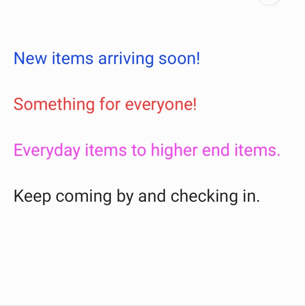 Keep checking in for new items!!!!